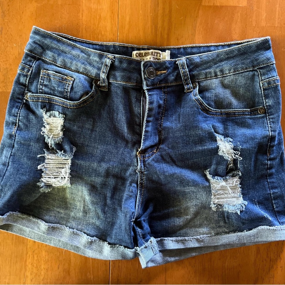 Celebrity Pink Distressed Blue Jean Shorts
